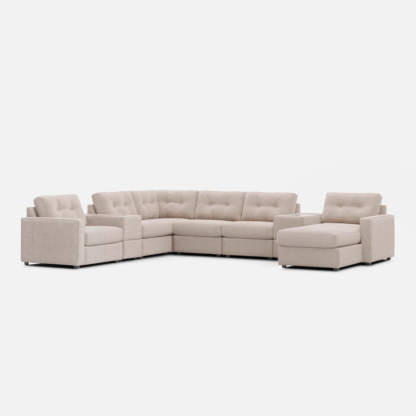 Modular One Right Facing 8-Piece Sectional with E-Console - Stone