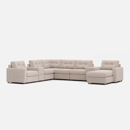 Modular One Right Facing 8-Piece Sectional with E-Console - Stone