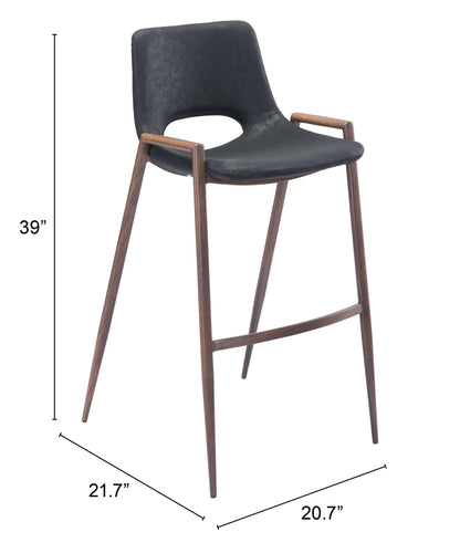 Desi Barstool (Set of 2) Black & Walnut