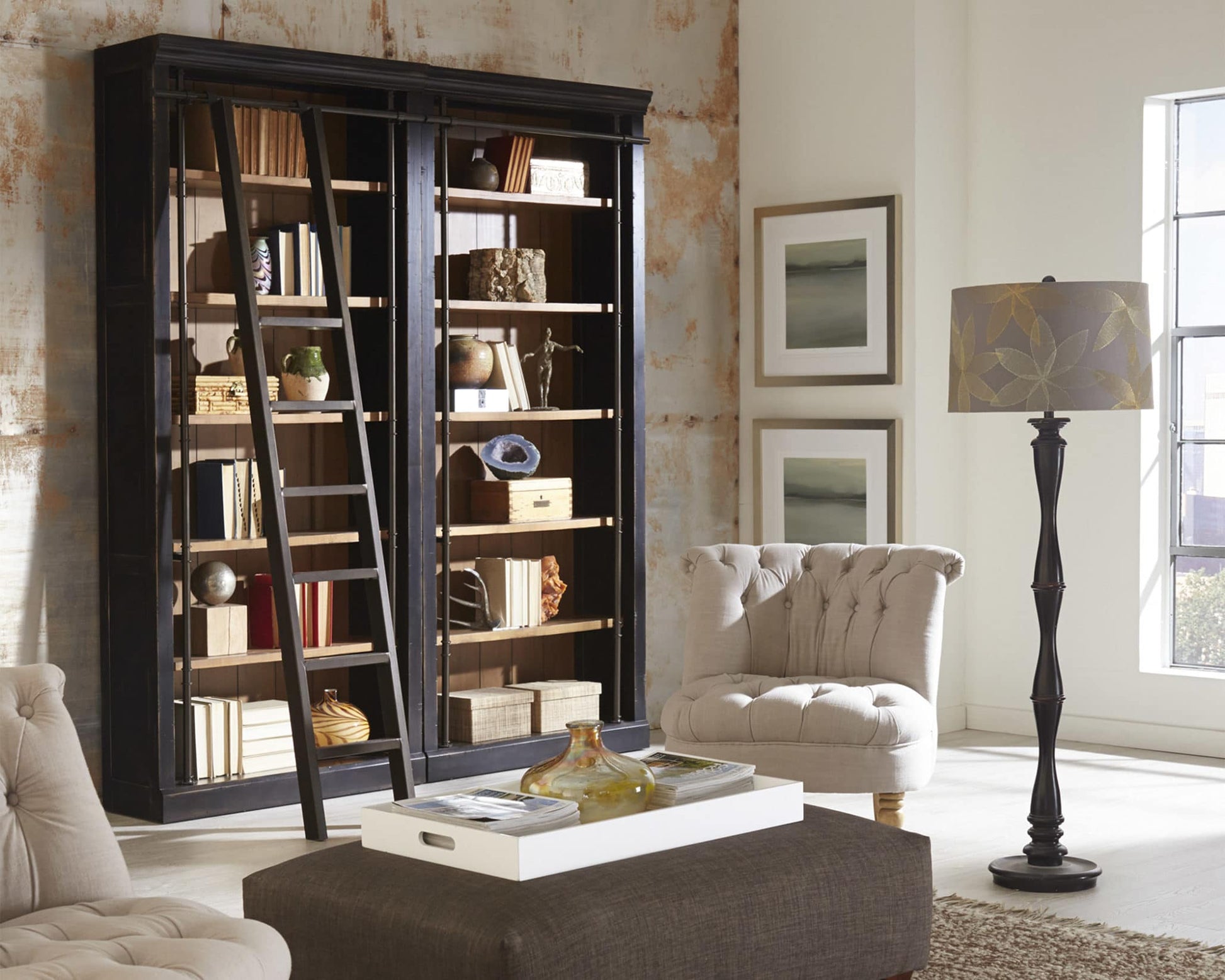 Toulouse 2 Bookcases with Ladder