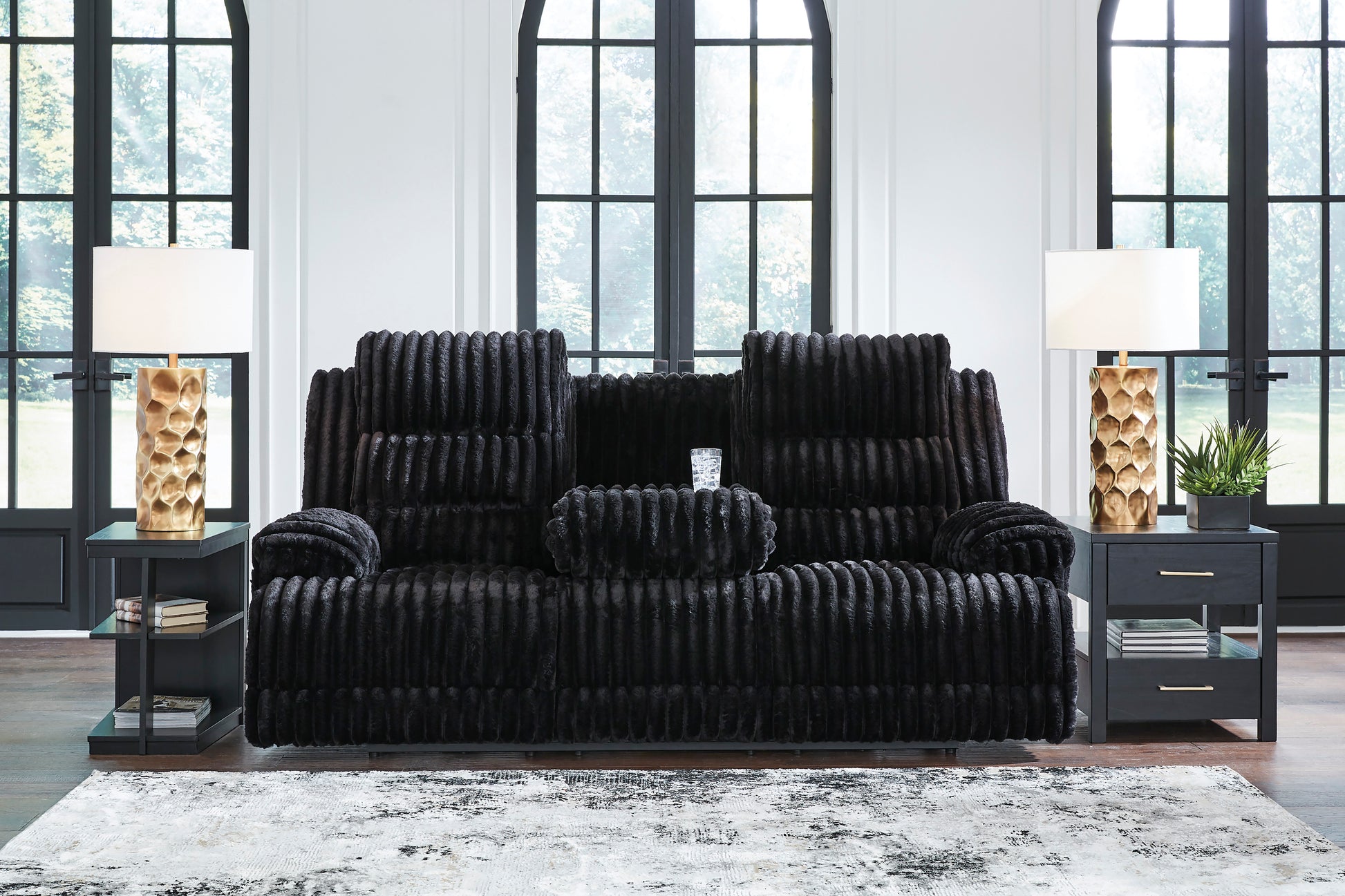 Technique Reclining Power Sofa with Drop Down Table