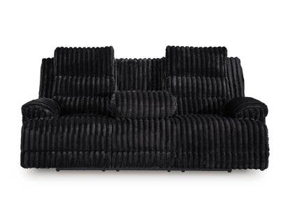 Technique Reclining Power Sofa with Drop Down Table Onyx