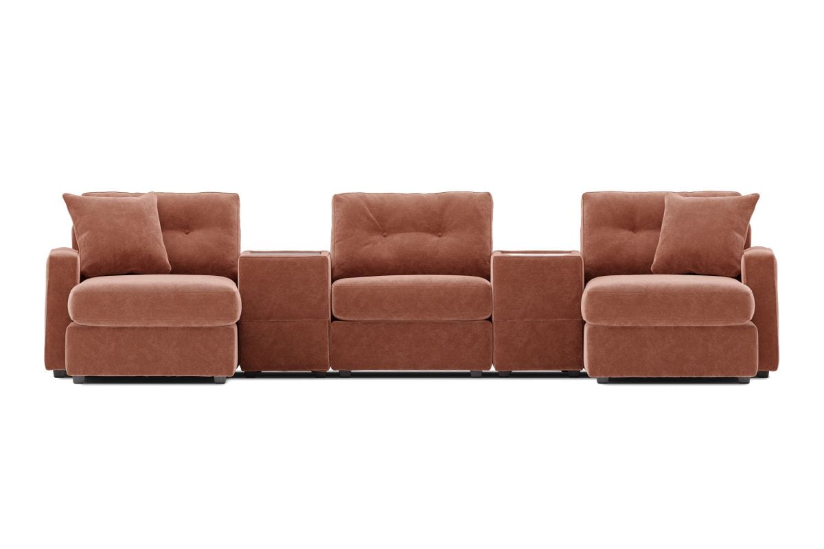 Modular One 5-Piece Theater Sectional with Dual Chaise Cantaloupe