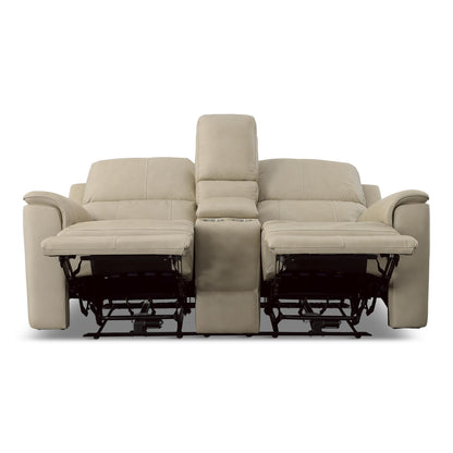 Carmen Leather Power Reclining Loveseat with Console