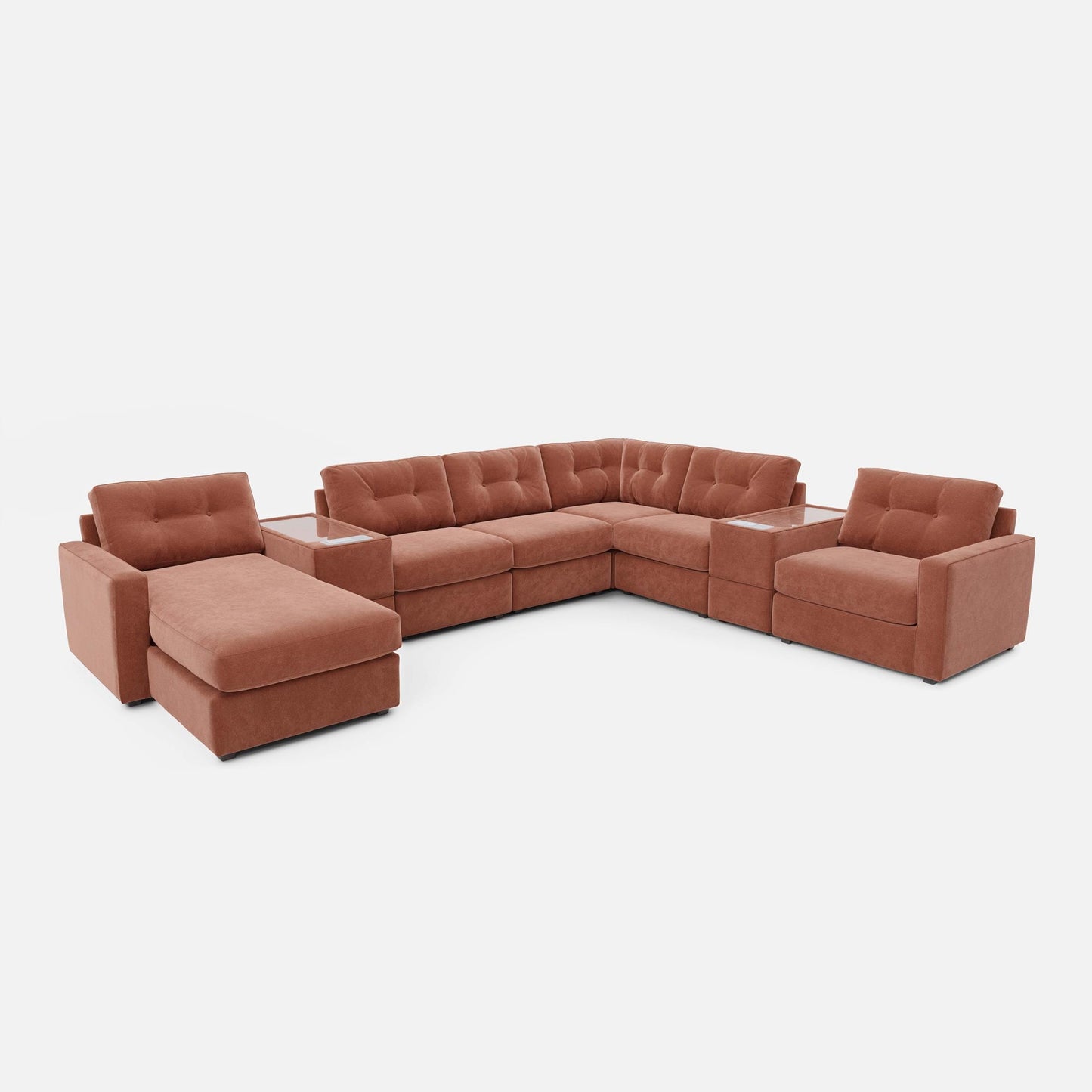 Modular One Left Facing 8-Piece Sectional with E-Console - Cantaloupe