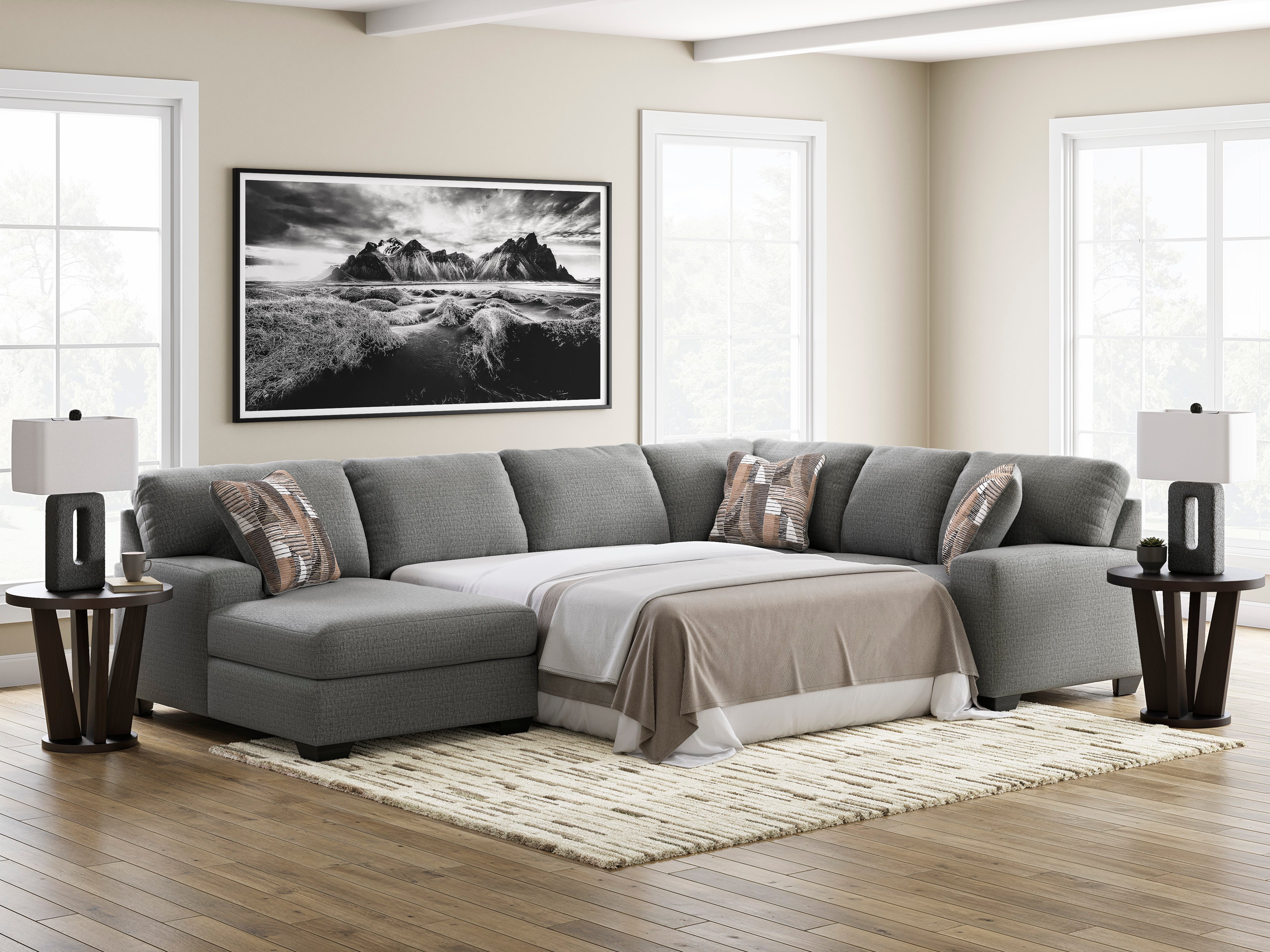 Newellen 3-Piece Left-Facing Sleeper Sectional with Chaise – Levin