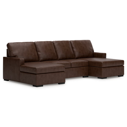Ashley Modern Day 3-Piece Leather Sectional with Double Chaise