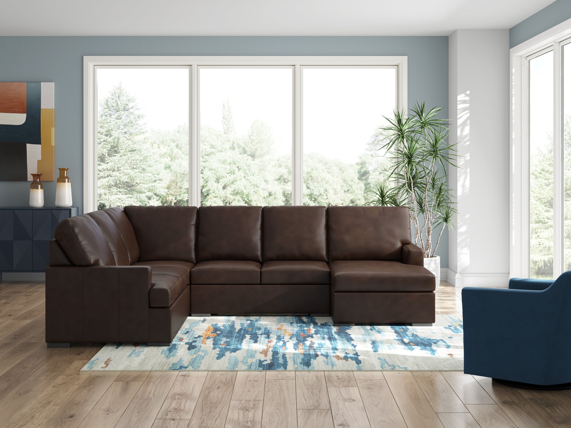 Ashley Modern Day 3-Piece Leather Sectional with Chaise