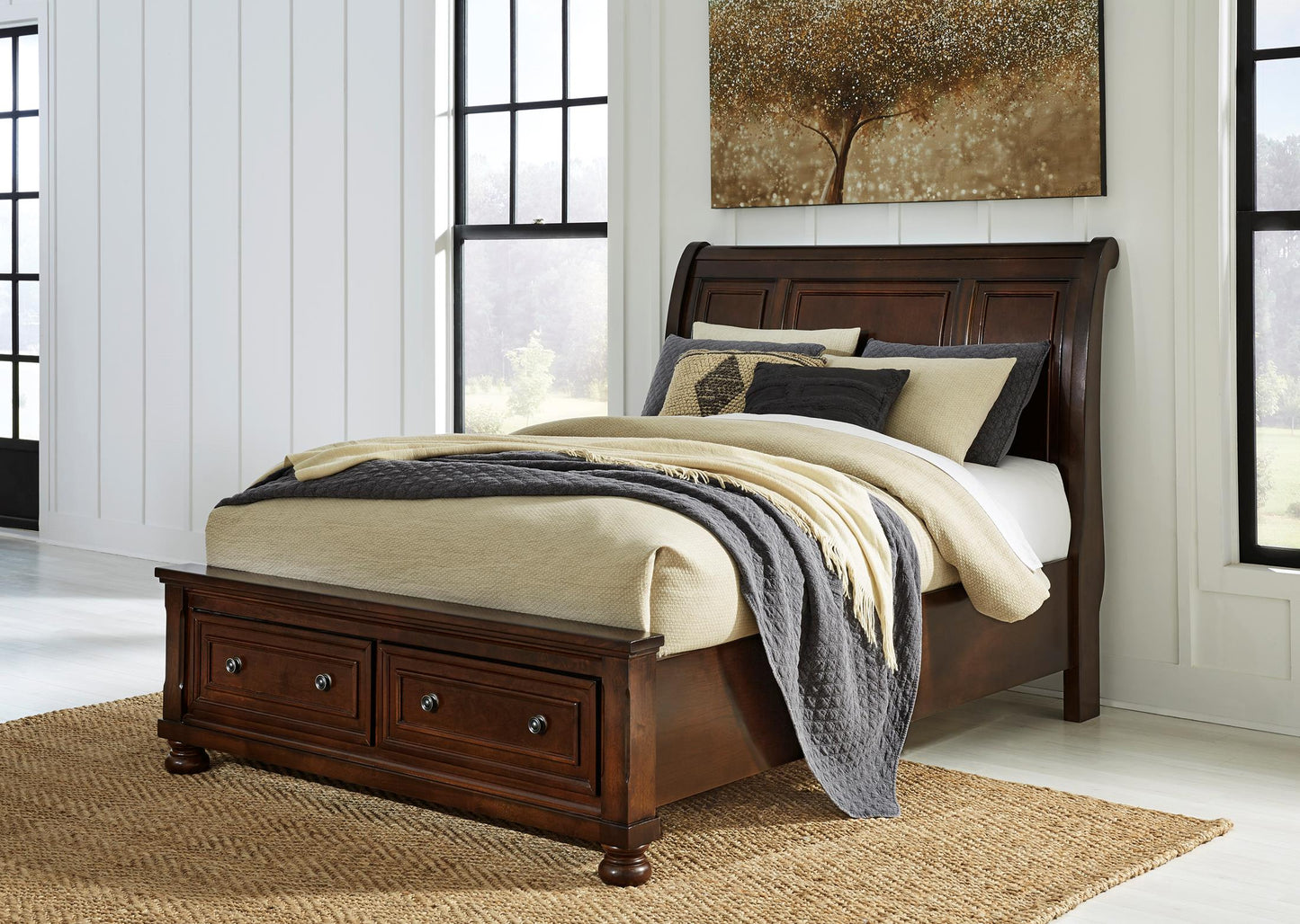 Porter California King Sleigh Bed with 2 Storage Drawers