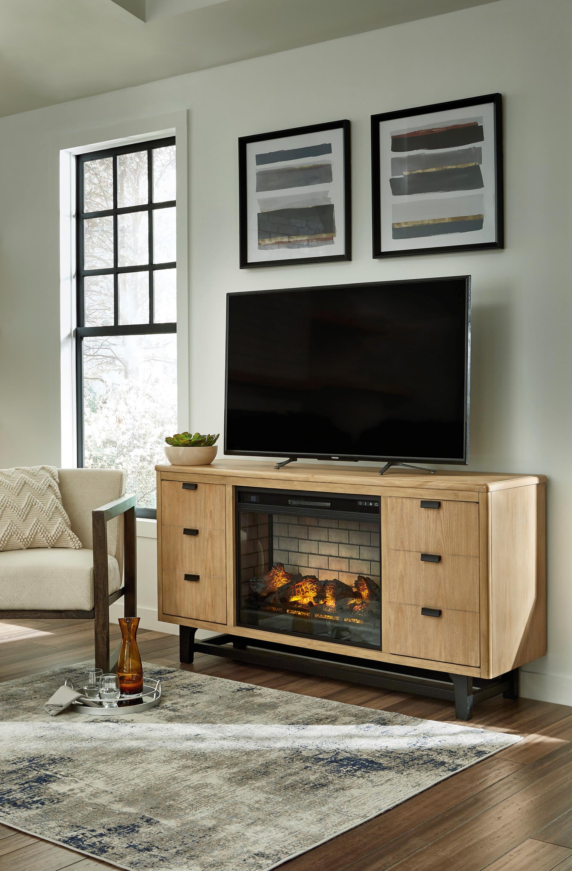 Freslowe 67" TV Stand with Electric Fireplace