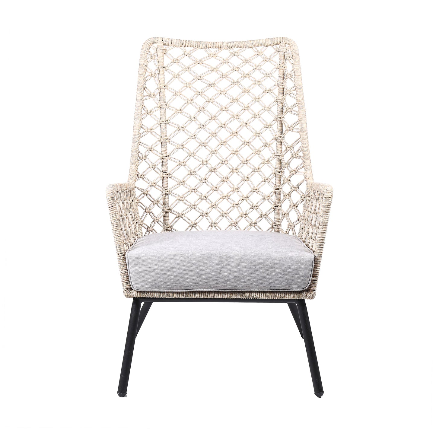 Marco Indoor Outdoor Steel Lounge Chair with Natural Springs Rope and 