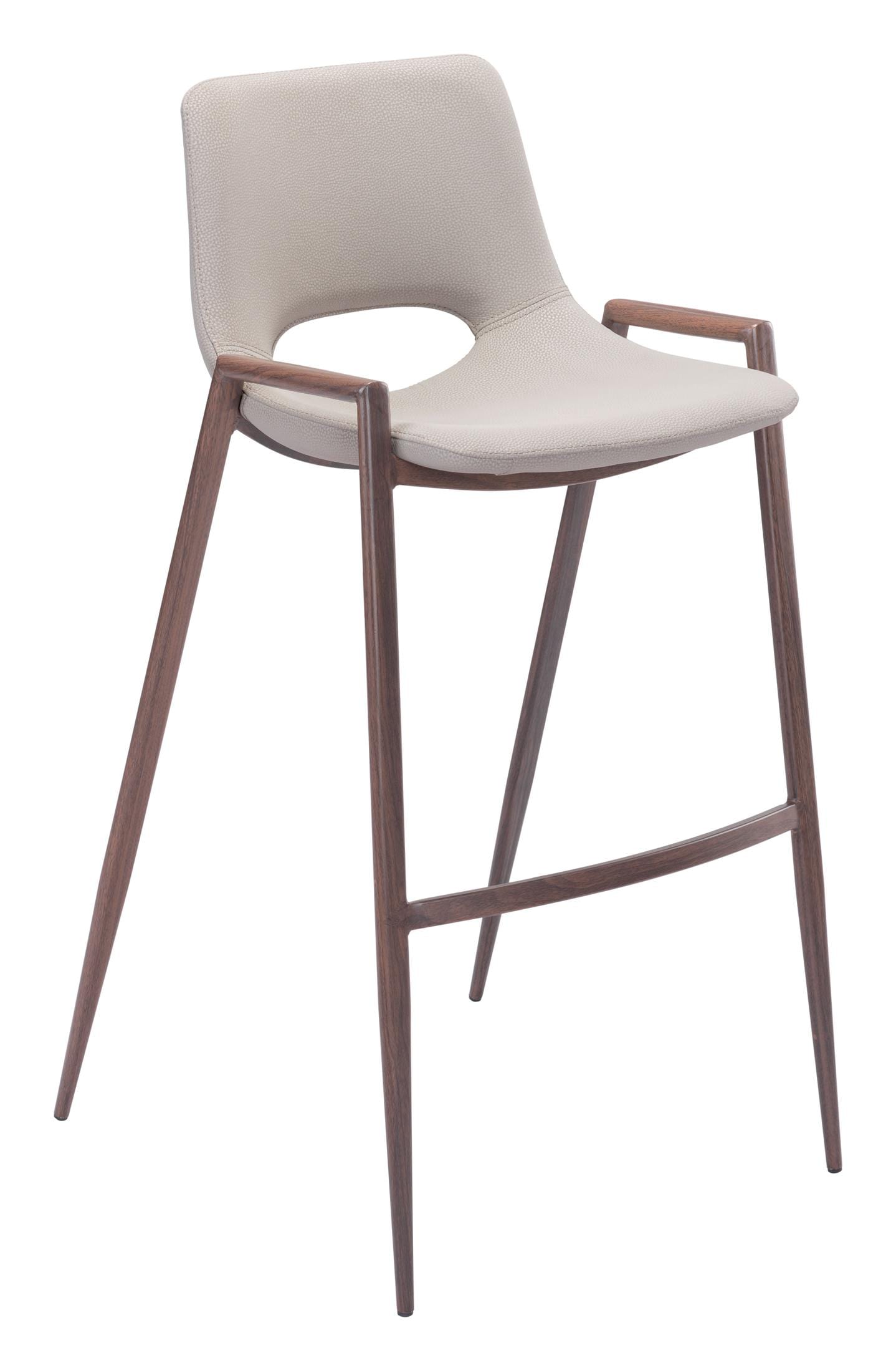 Desi Barstool (Set of 2) Beige & Walnut