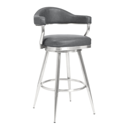 Amador 26" Counter Height Barstool Gray Silver