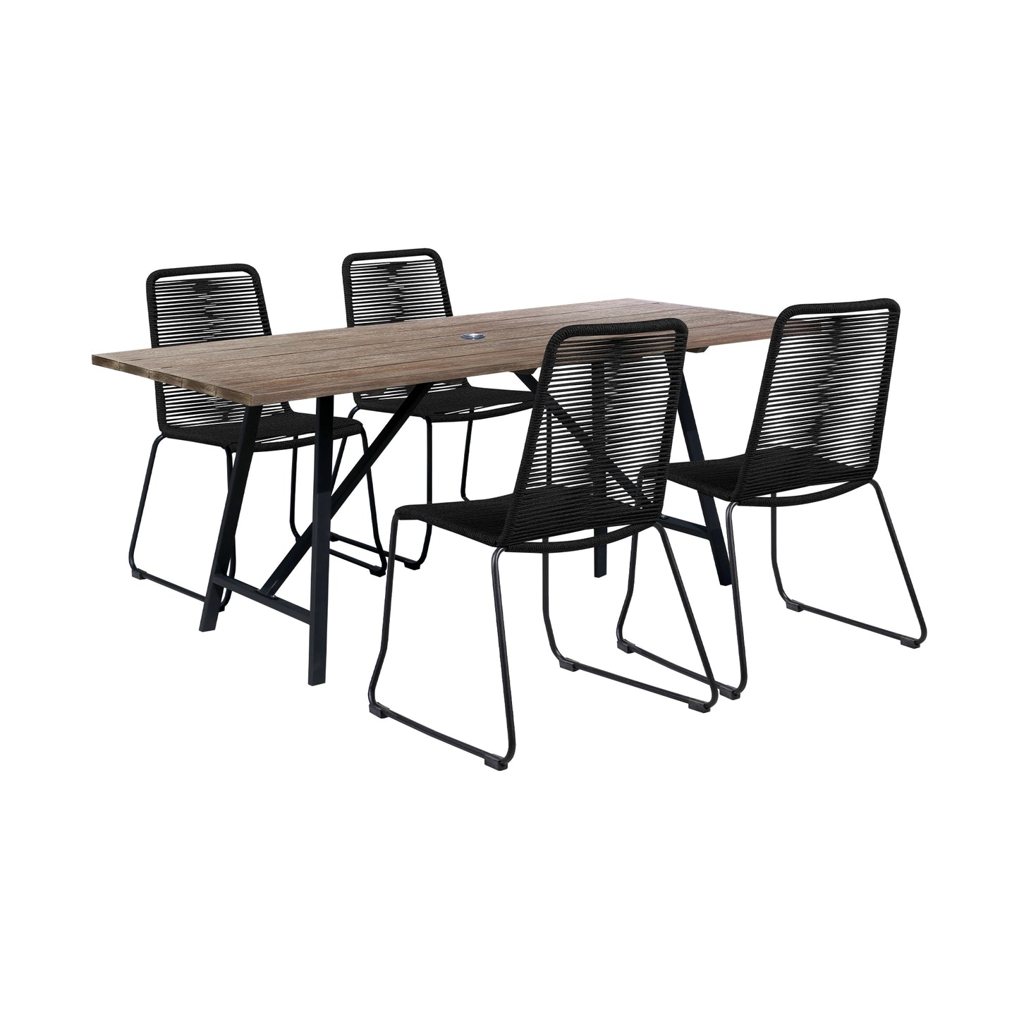 Koala and Shasta 5 Piece Outdoor Patio Dining Set Black