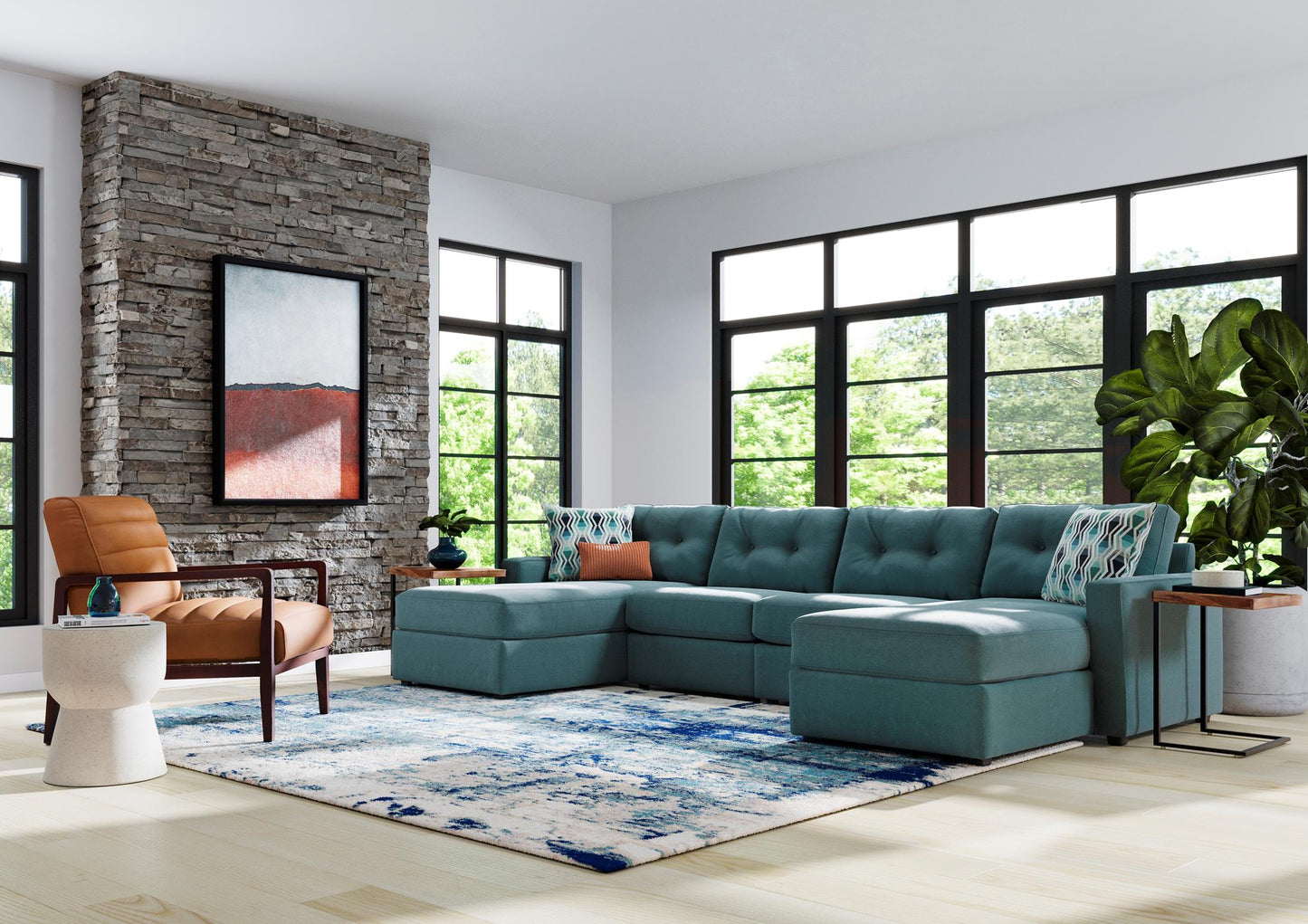 Modular One 4-Piece Sectional with Dual Chaise