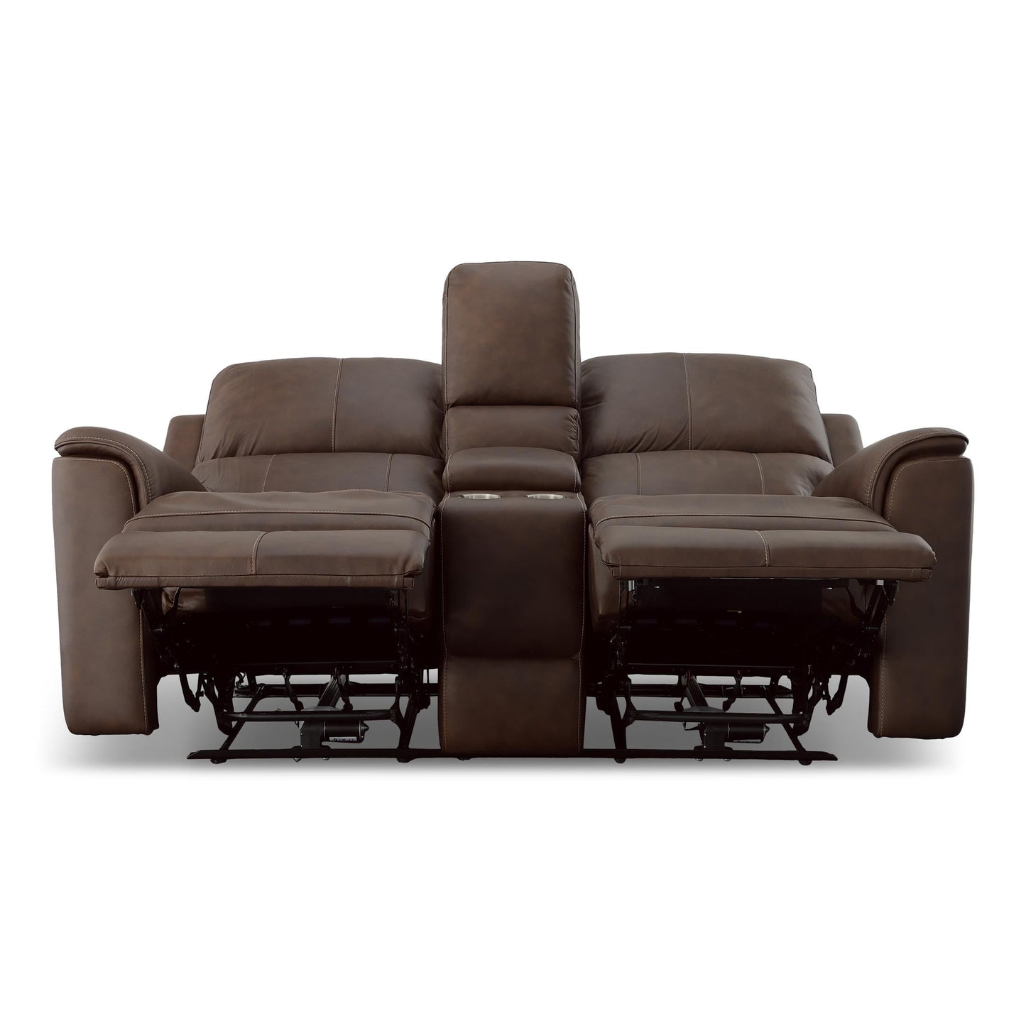 Carmen Leather Power Reclining Loveseat with Console