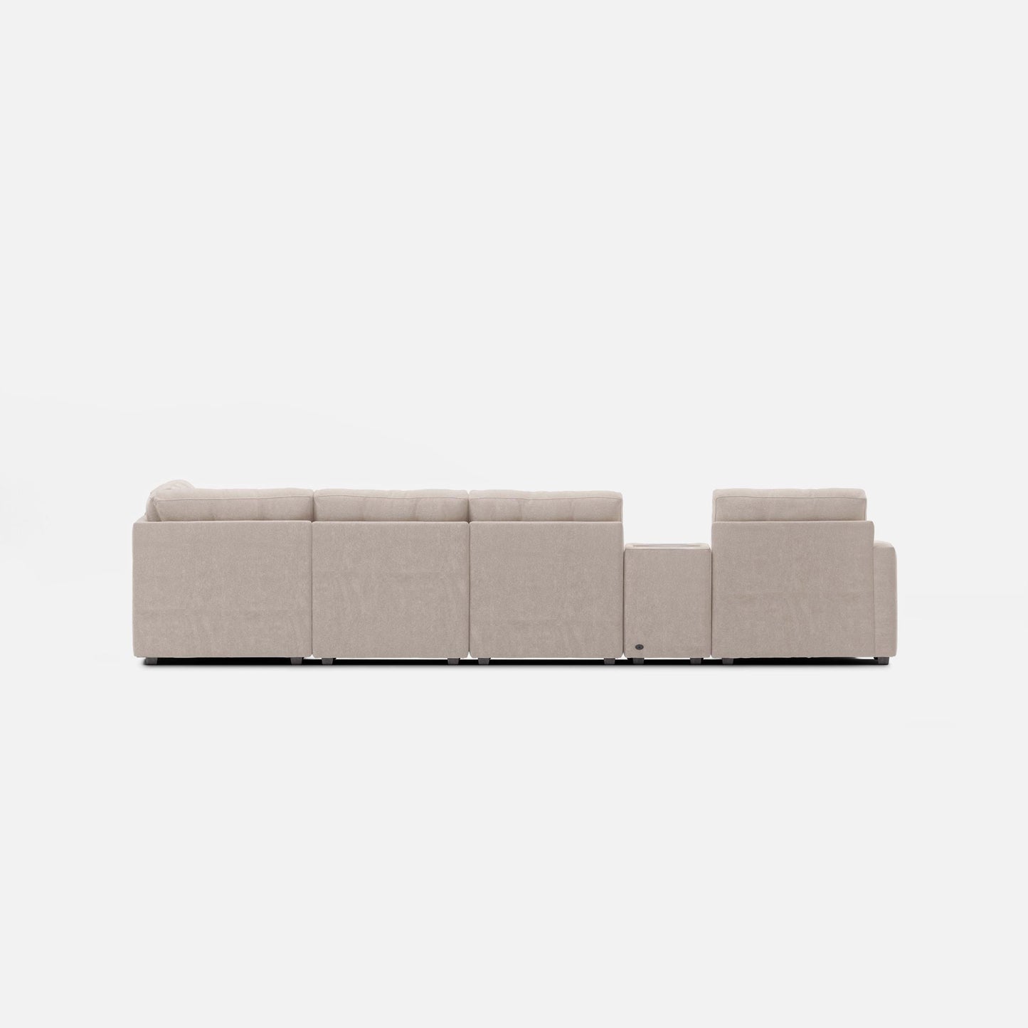 One Modular Left Facing 8-Piece Sectional with E-Console - Stone