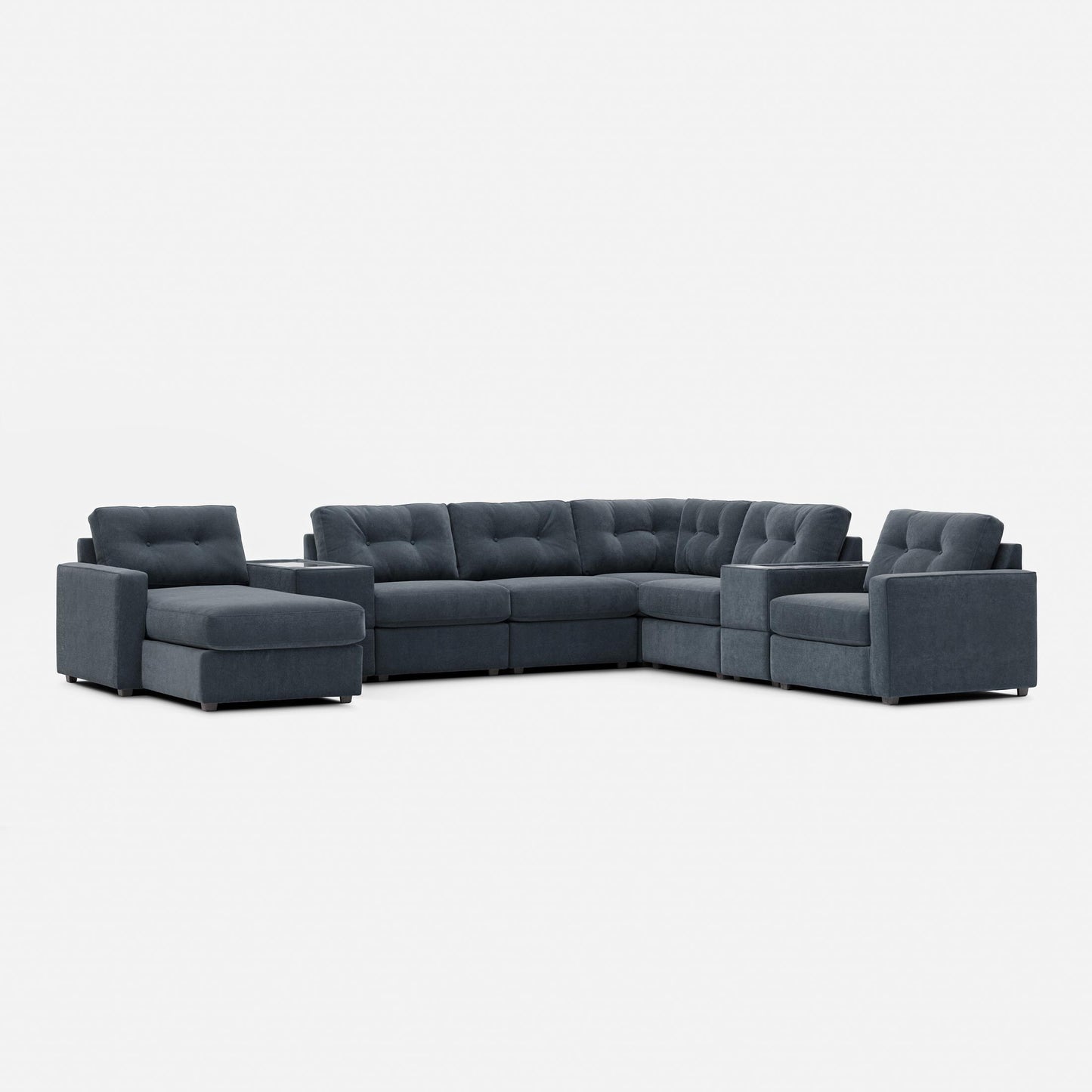 Modular One Left Facing 8-Piece Sectional with E-Console - Navy