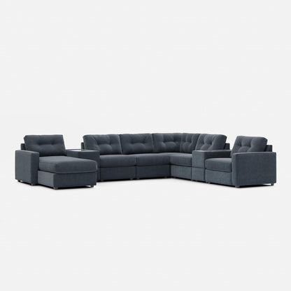 Modular One Left Facing 8-Piece Sectional with E-Console - Navy