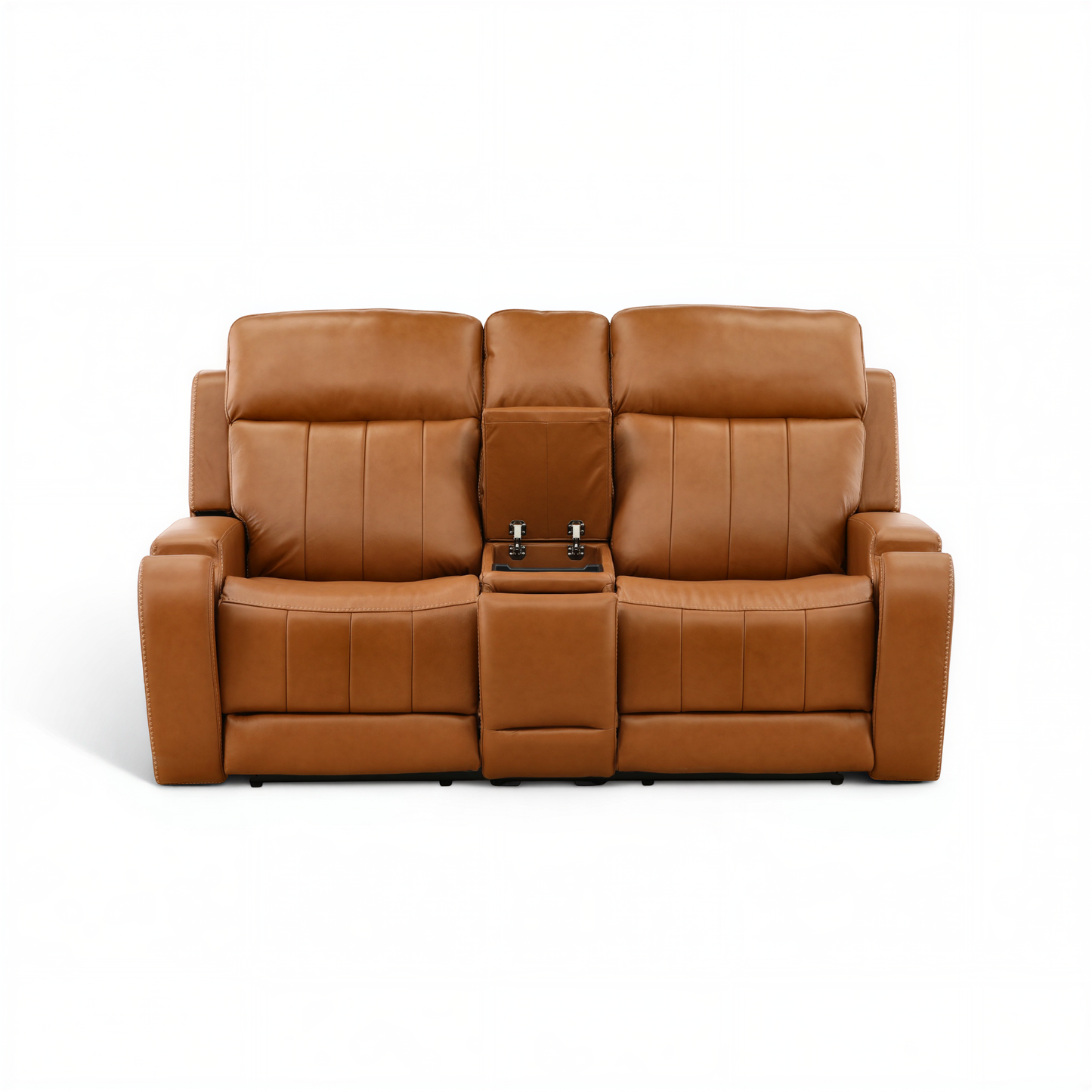 Hampton Leather Home Theater Console Loveseat