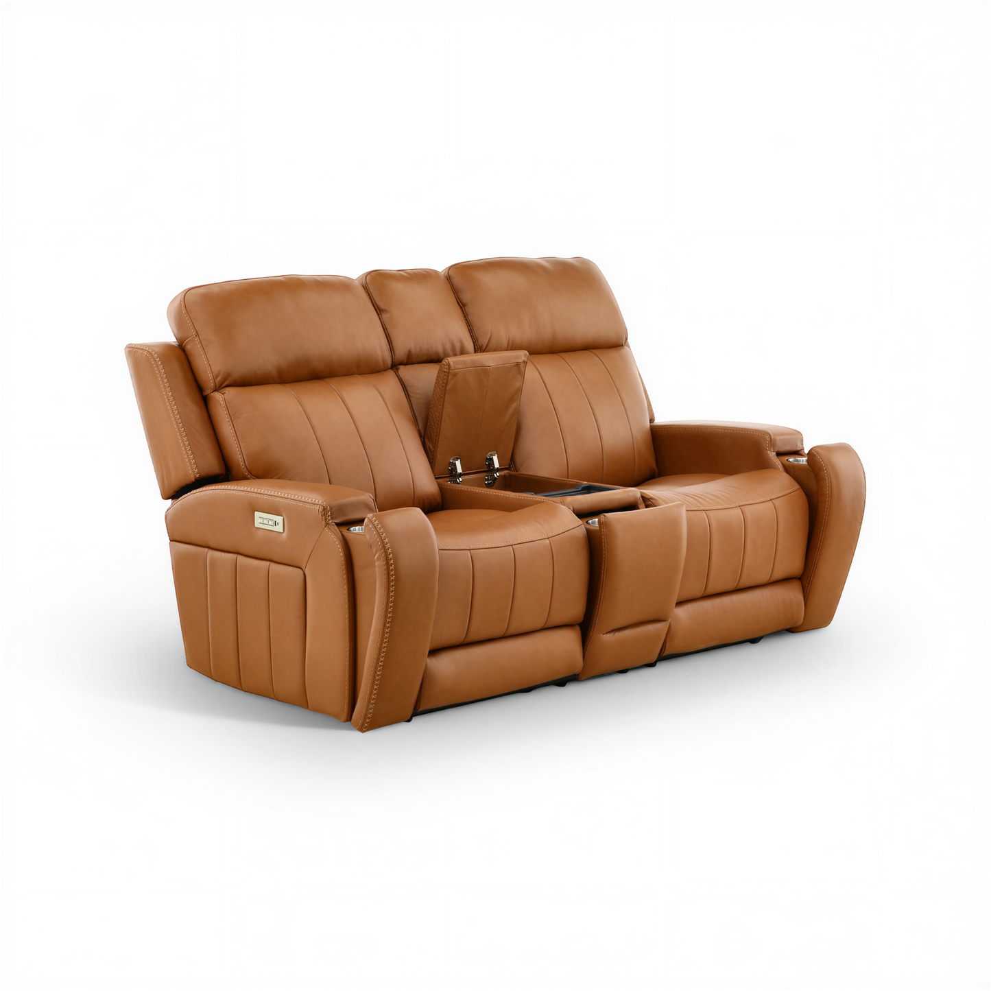 Hampton Leather Home Theater Console Loveseat
