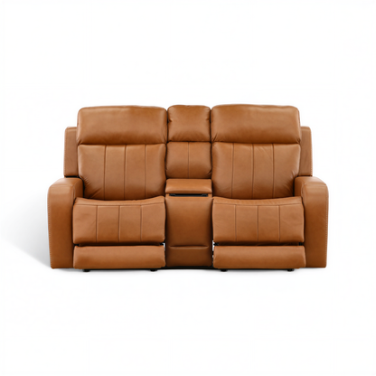 Hampton Leather Home Theater Console Loveseat