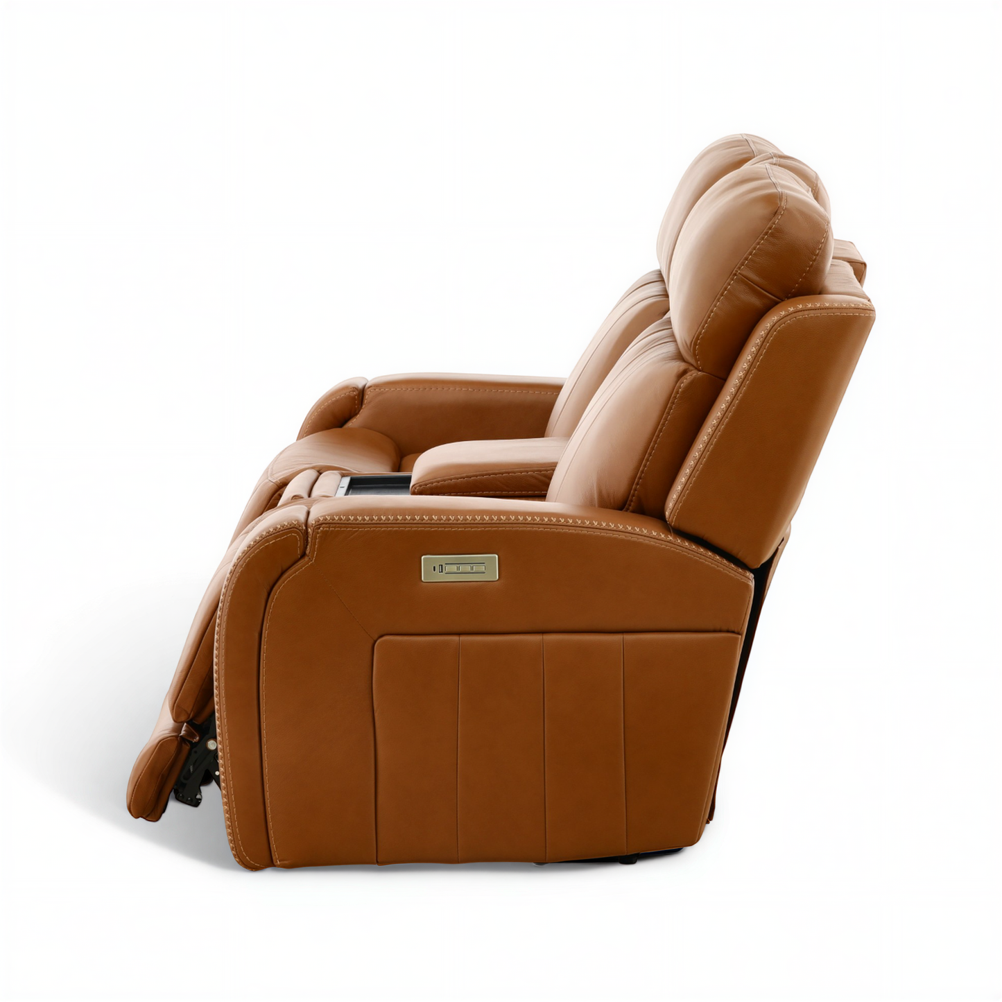 Hampton Leather Home Theater Console Loveseat