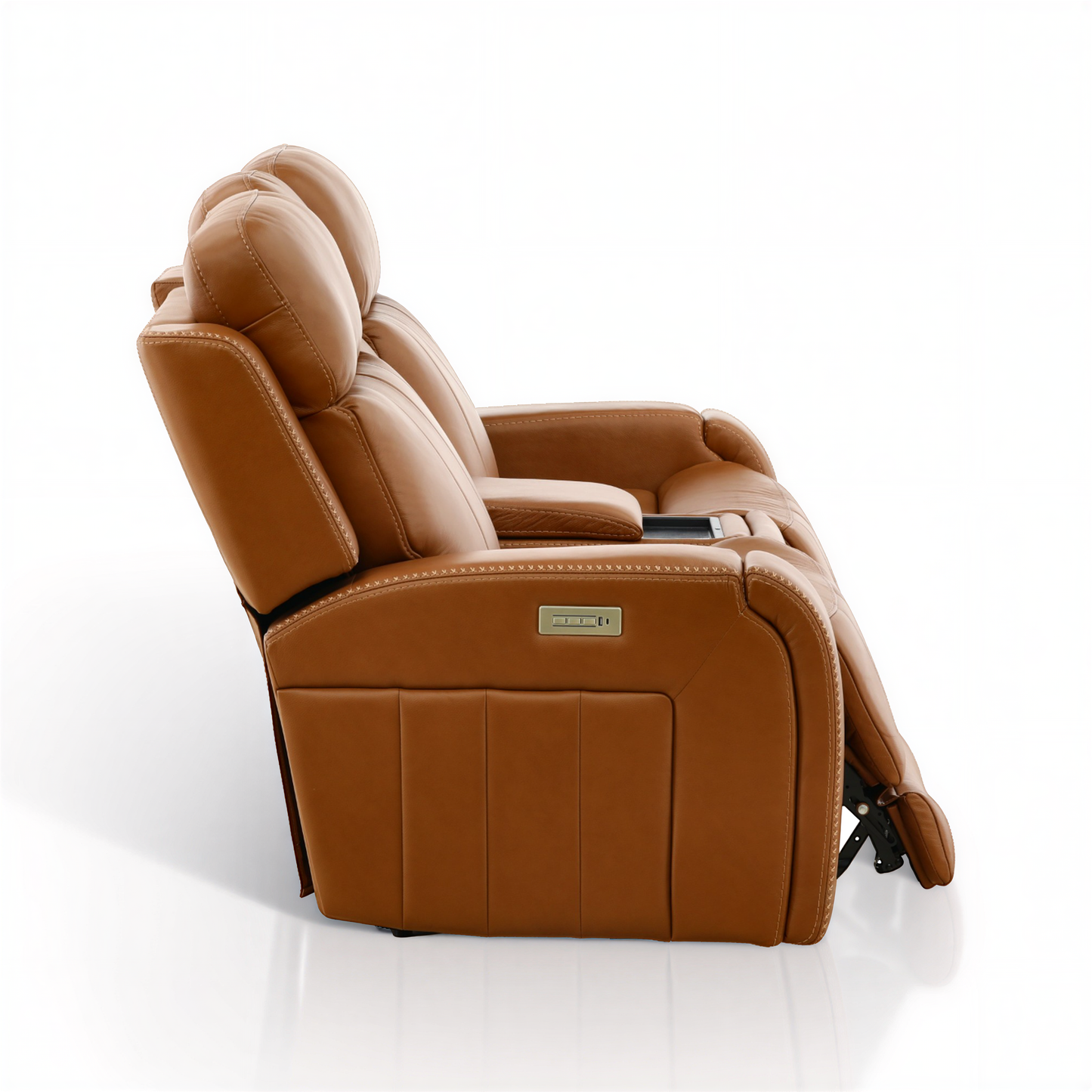 Hampton Leather Home Theater Console Loveseat