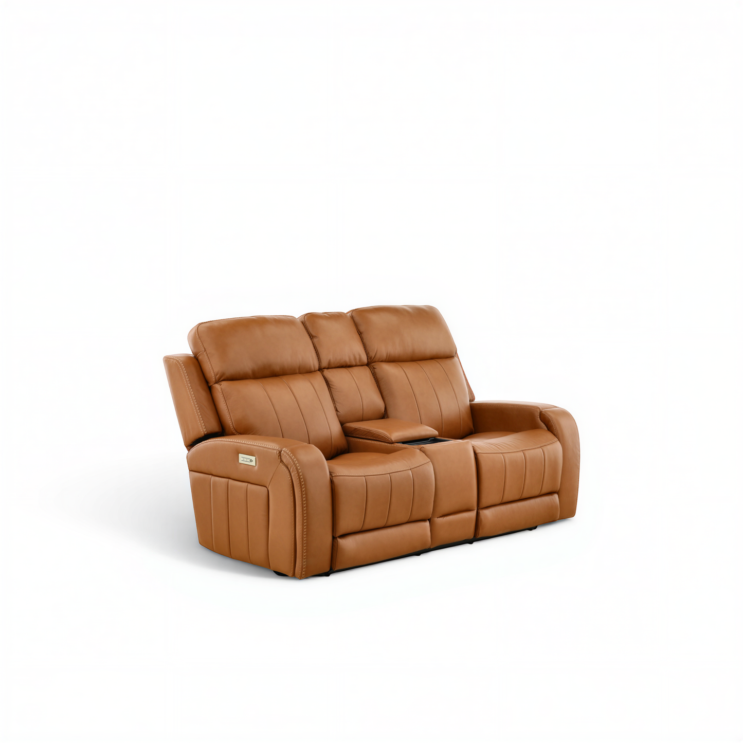 Hampton Leather Home Theater Console Loveseat