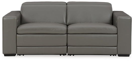 Texline 2-Piece Dual Power Leather Reclining Modular Loveseat