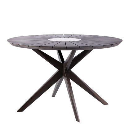 Sachi and Nabila Outdoor 5 Piece Dark Eucalyptus and Concrete Dining Set