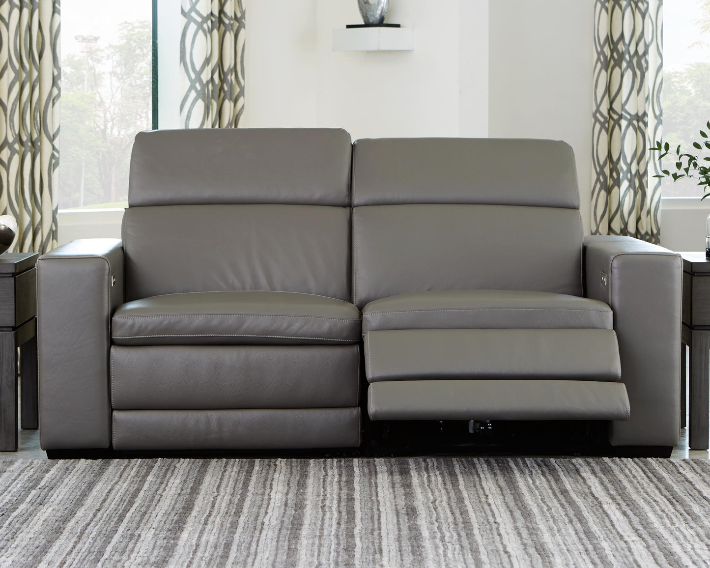 Texline 2-Piece Dual Power Leather Reclining Modular Loveseat