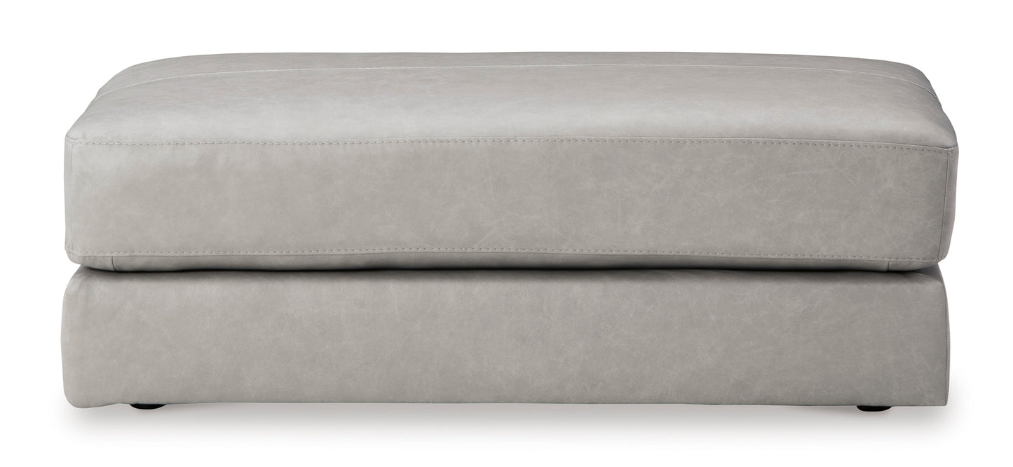 Amiata Oversized Leather Accent Ottoman Glacier