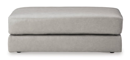 Amiata Oversized Leather Accent Ottoman Glacier