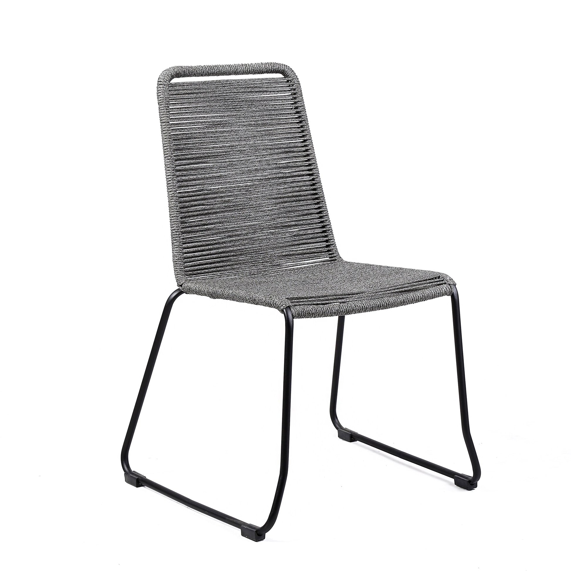 Sydney and Shasta 3 Piece Outdoor Patio 36" Dining Set in Black Eucalyptus Wood and Gray Rope