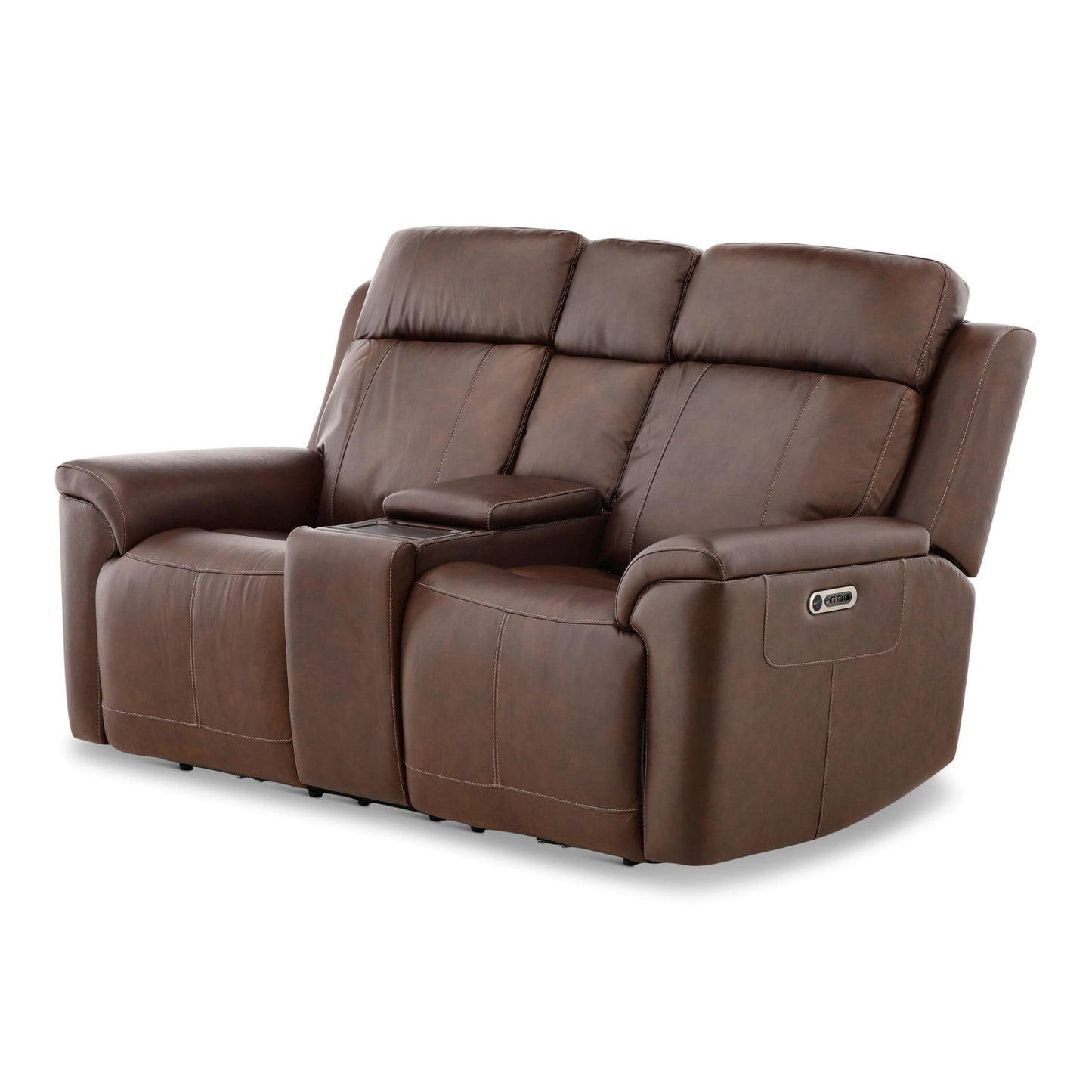 Adrian Leather Power Reclining Console Loveseat