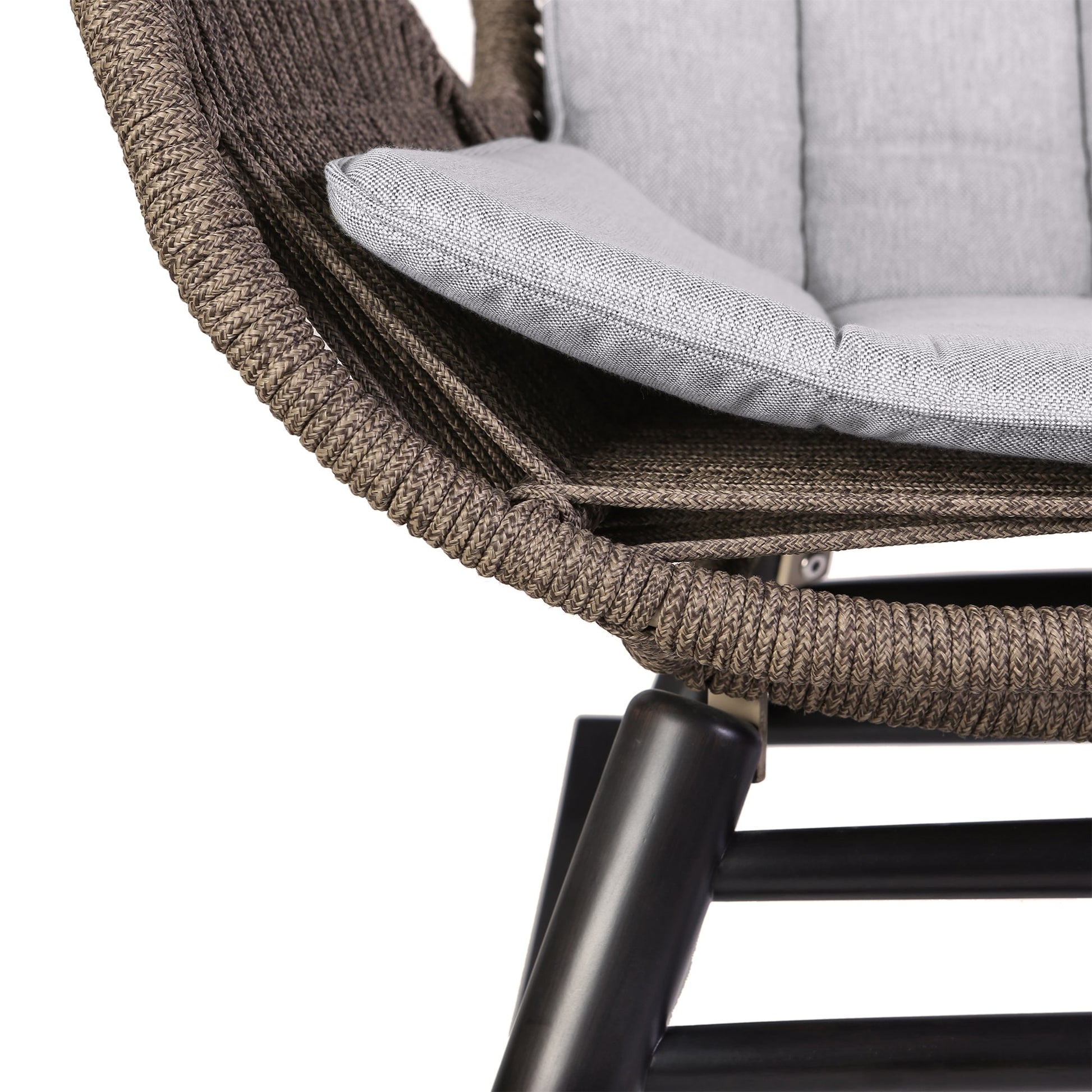 Fanny Outdoor Patio Rocking chair in Dark Eucalyptus Wood and Truffle Rope