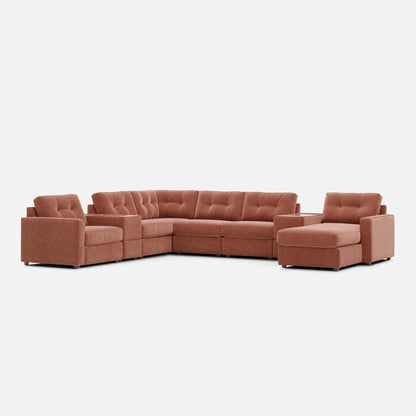 Modular One Right Facing 8-Piece Sectional with E-Console - Cantaloupe