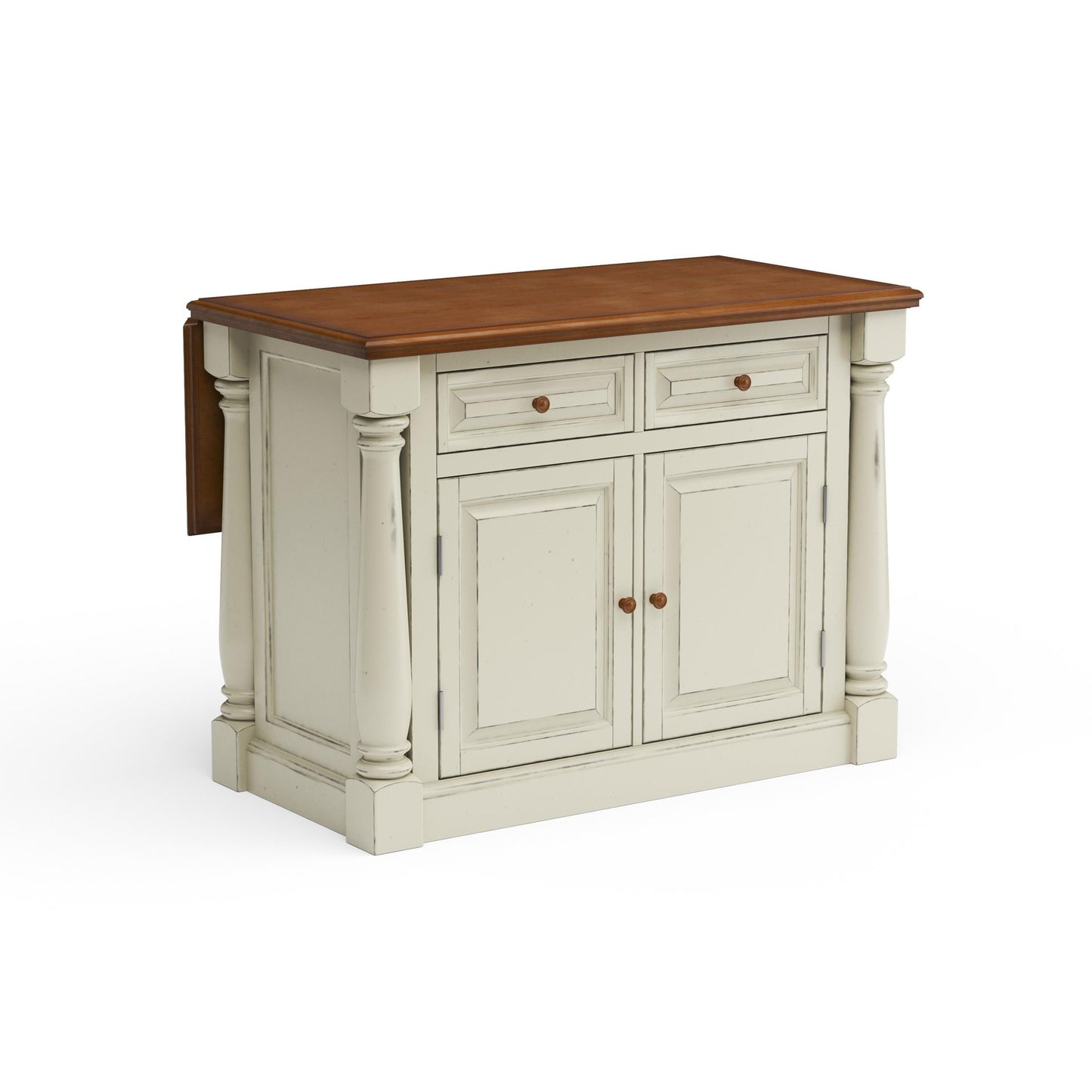 Monarch Kitchen Wood Top Island White