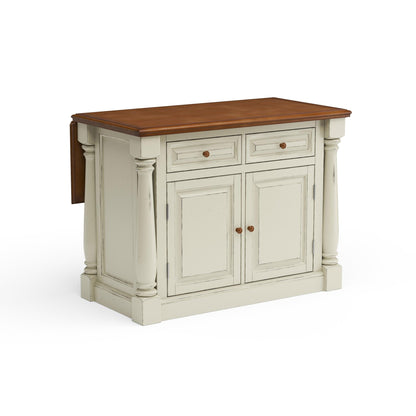 Monarch Kitchen Wood Top Island White