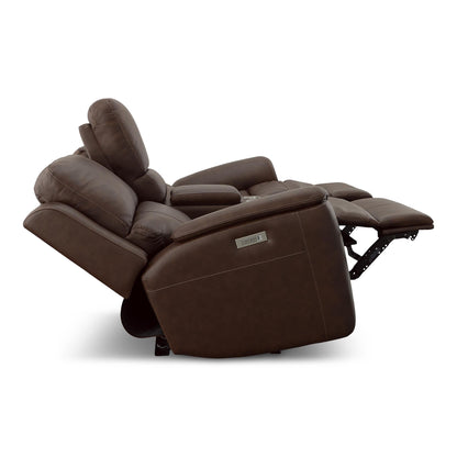 Carmen Leather Power Reclining Loveseat with Console