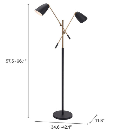 Tanner Floor Lamp Black & Brass