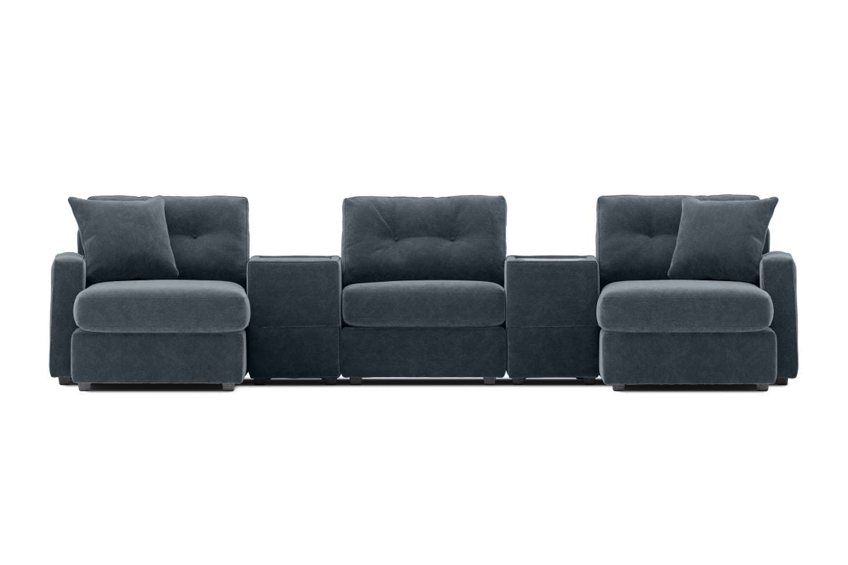 Modular One 5-Piece Theater Sectional with E-Console - Navy