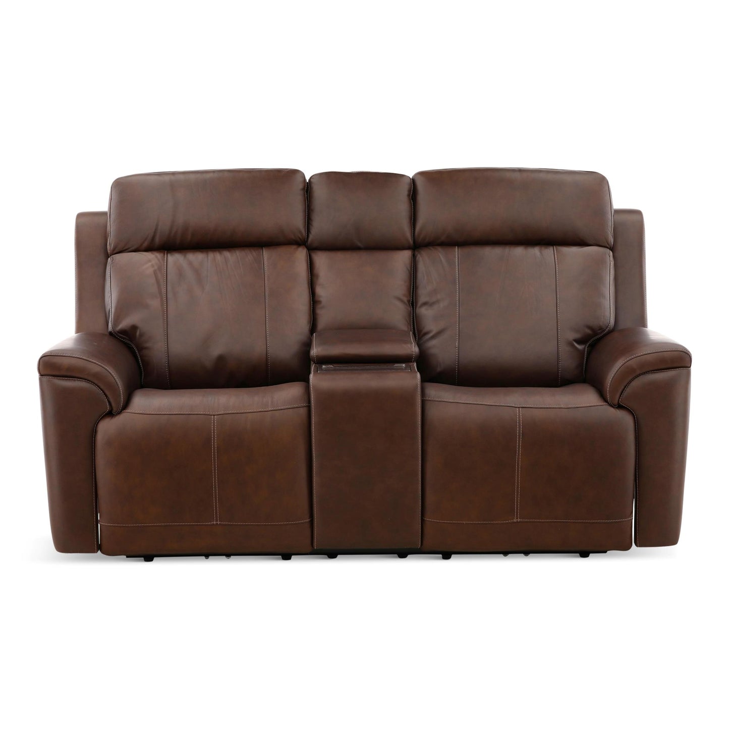 Adrian Leather Power Reclining Console Loveseat