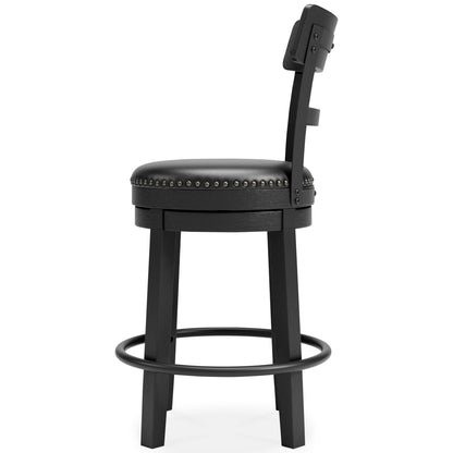 Ashley Valebeck Counter Height Upholstered Swivel Bar Stool with Contoured Back