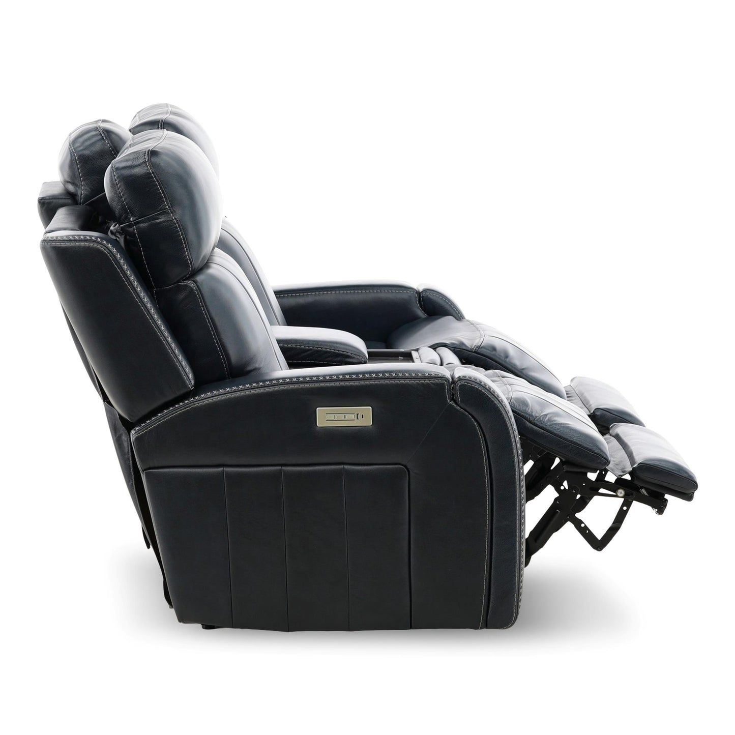 Hampton Leather Power Reclining Console Loveseat