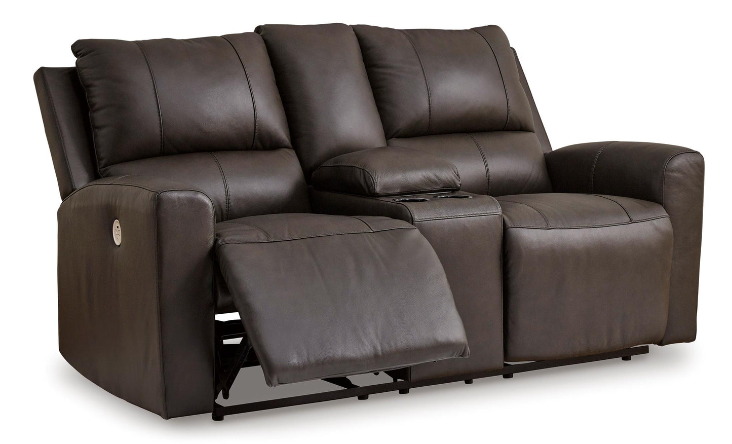 Boxmere Leather Power Reclining Console Loveseat