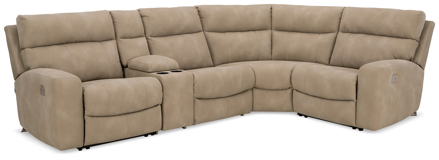 Next-Gen Durapella 5-Piece Power Reclining Console Sectional Sand
