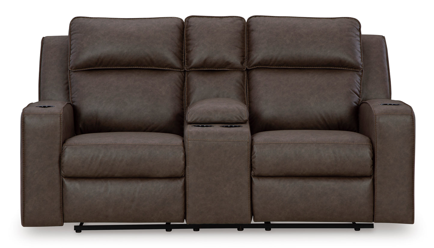 Lavenhorne Reclining Loveseat with Console Umber