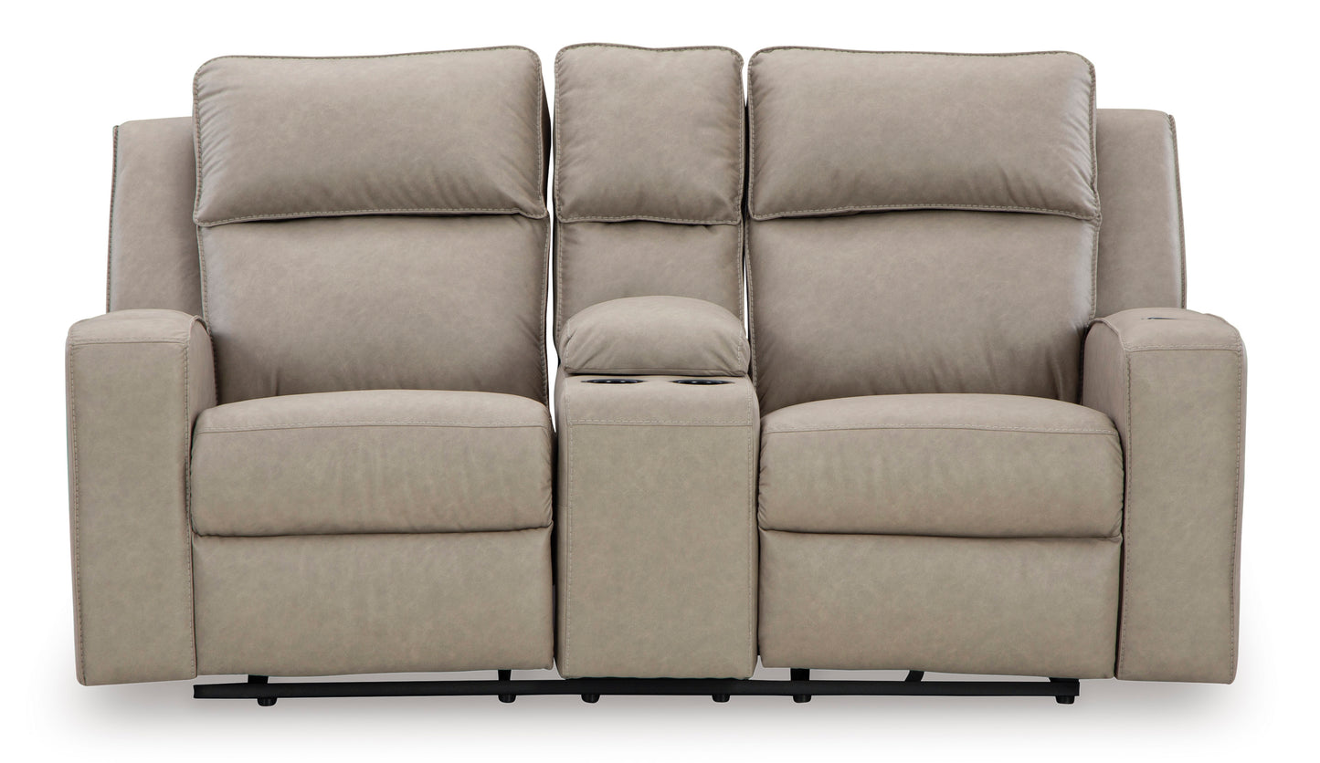Lavenhorne Reclining Loveseat with Console Pebble